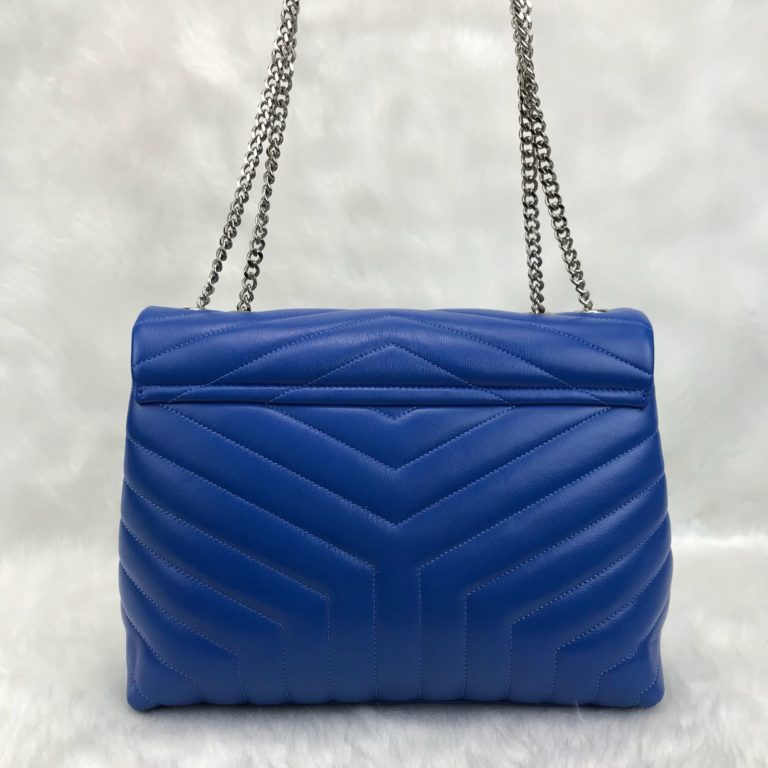 ysl saint laurent canta lou lou buyuk boy silver civit mavi 35x25