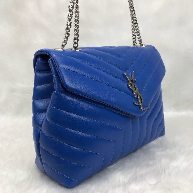 ysl saint laurent canta lou lou buyuk boy silver civit mavi 35x25