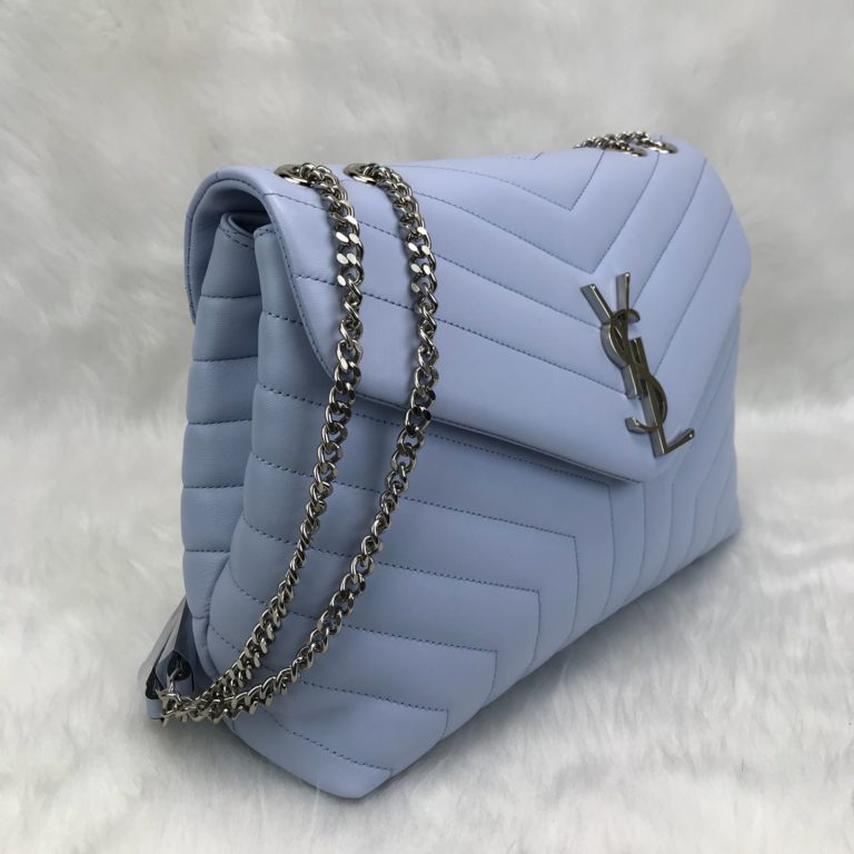 ysl saint laurent canta lou lou buyuk boy silver mavi 35x25
