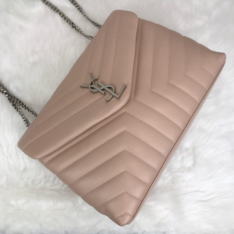 ysl saint laurent canta lou lou buyuk boy silver pudra pembe 35x25