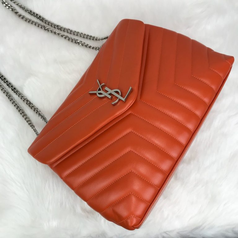 ysl saint laurent canta lou lou buyuk boy silver turuncu 35x25