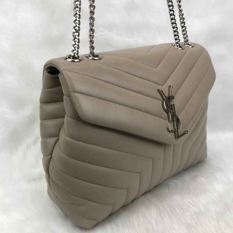 ysl saint laurent canta lou lou buyuk boy silver vizon 35x25