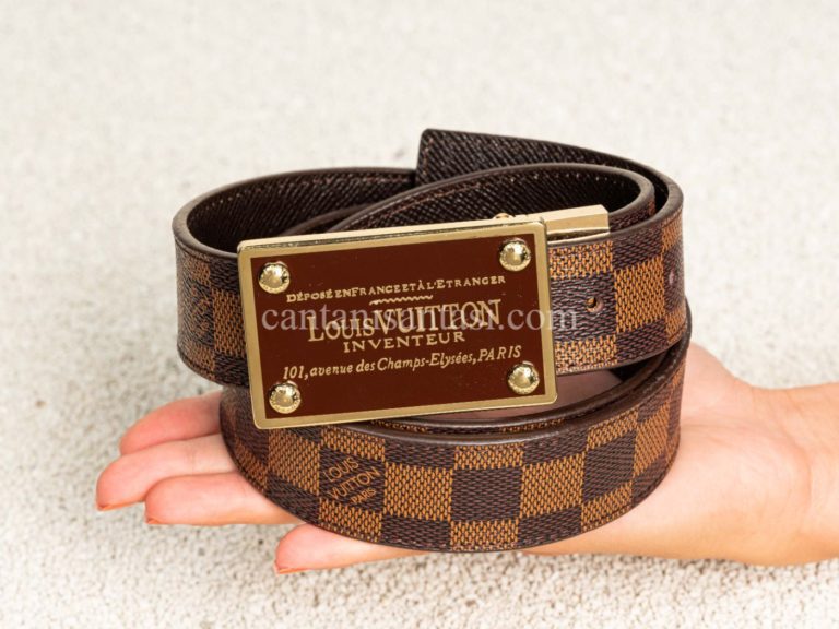louis vuitton kemer kahve damier inventeur otomatik toka