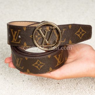 louis vuitton kemer monogram desen gold yuvarlak toka