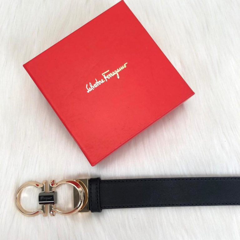 ferragamo kemer erkek siyah gold ince toka
