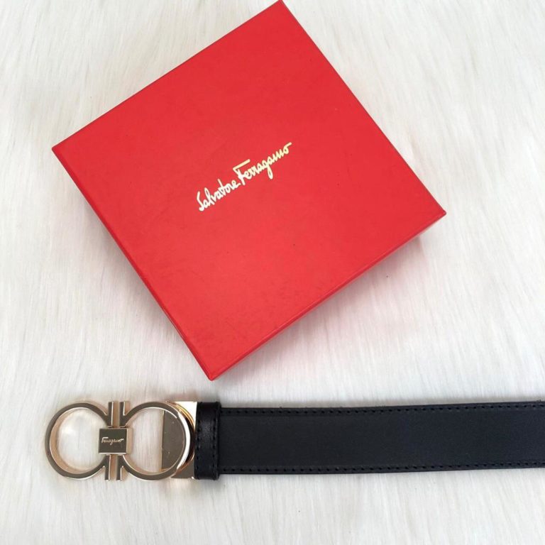 ferragamo kemer erkek siyah mat gold parlak toka