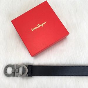 ferragamo kemer erkek siyah mat silver circle toka