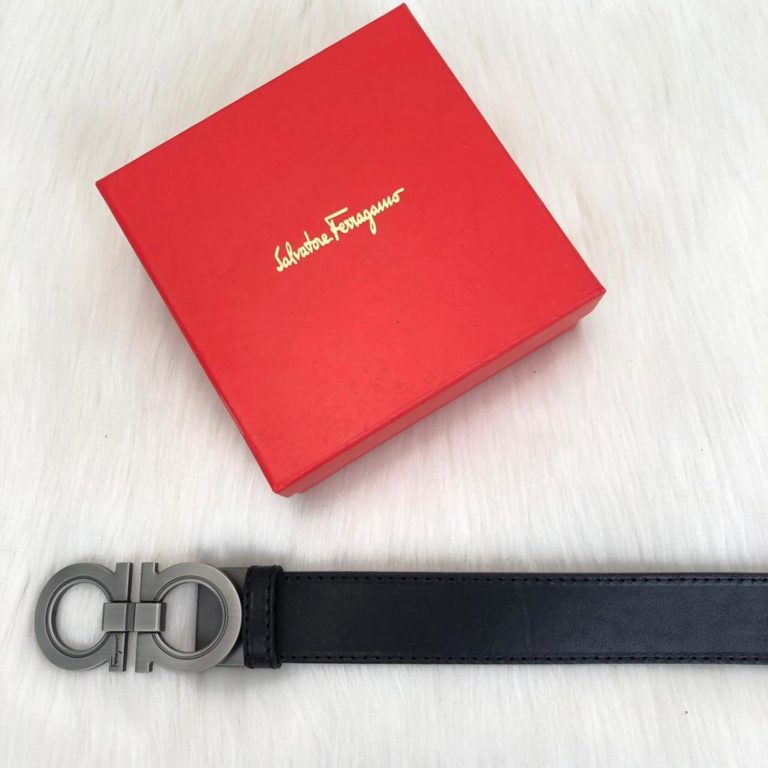 ferragamo kemer erkek siyah mat silver circle toka