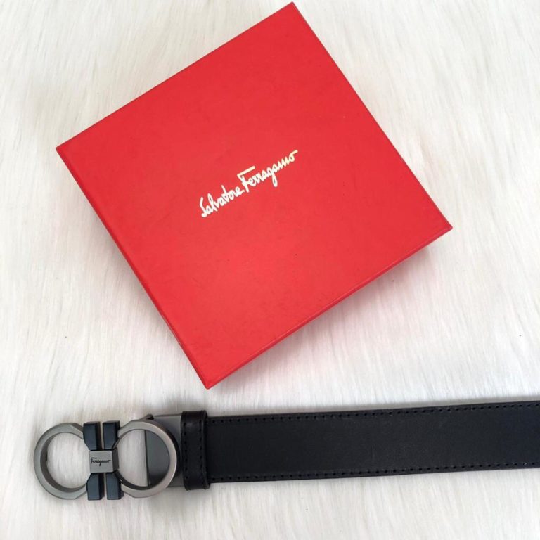 ferragamo kemer erkek siyah mat silver classic ince toka