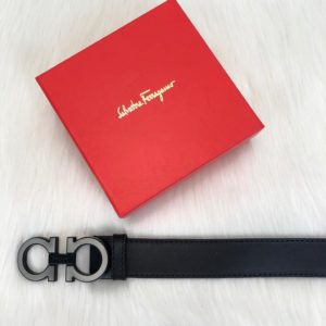 ferragamo kemer erkek siyah mat silver classic toka