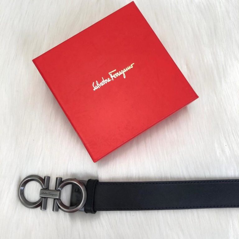 ferragamo kemer erkek siyah mat silver detay logo toka