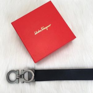 ferragamo kemer erkek siyah mat silver detayli