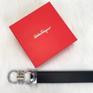 ferragamo kemer erkek siyah mat silver ince model toka