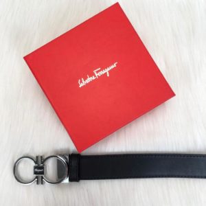 ferragamo kemer erkek siyah mat silver parlak toka