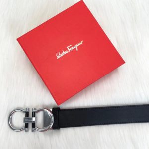ferragamo kemer erkek siyah mat silver parlak tokali