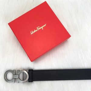 ferragamo kemer erkek siyah mat silver toka