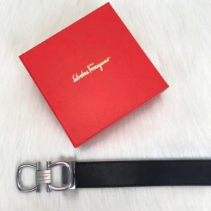 ferragamo kemer erkek siyah mat silver tokali