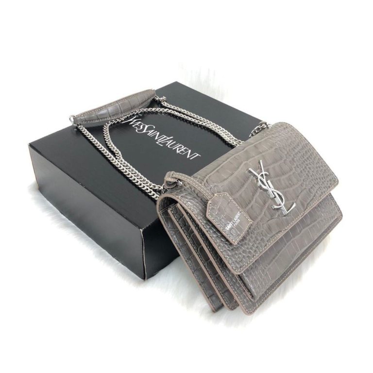 ysl saint laurent canta Sunset medium vizon crocodil 22x16 cm