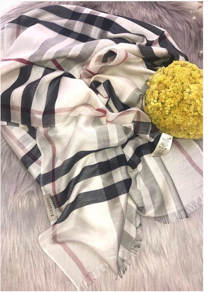burberry sal ipek kasmir krem 85x240
