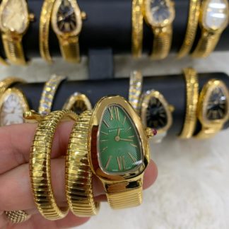 bvlgari saat acik yesil gold tasli