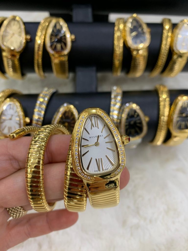 bvlgari saat beyaz gold tasli