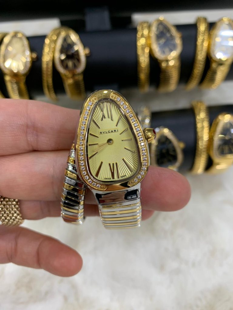 bvlgari saat gold silver gold tasli