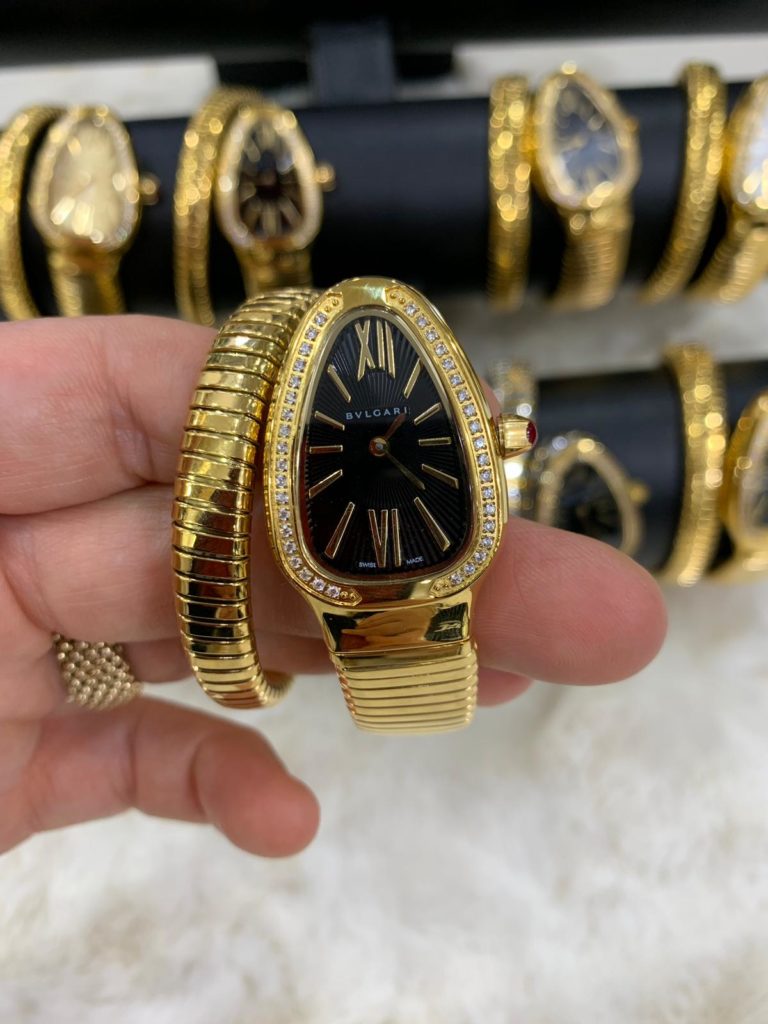 bvlgari saat gold tasli siyah
