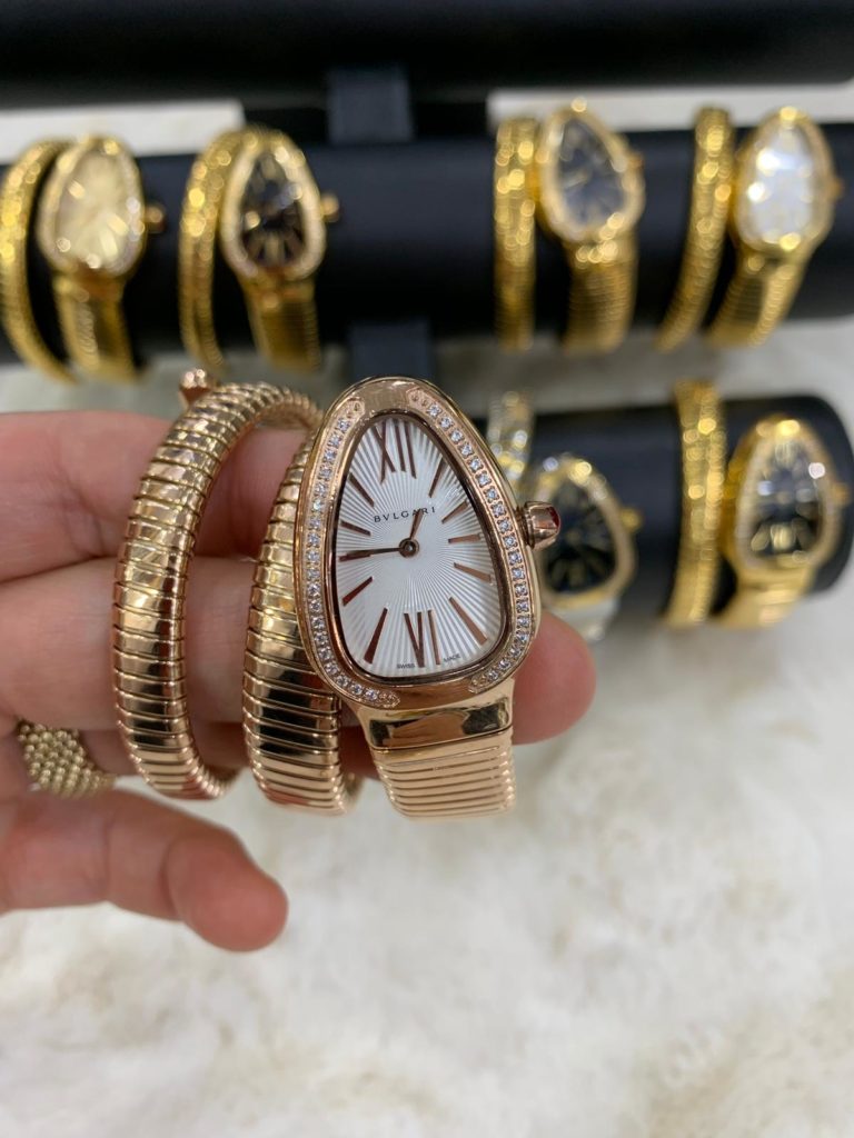 bvlgari saat rose gold beyaz tasli