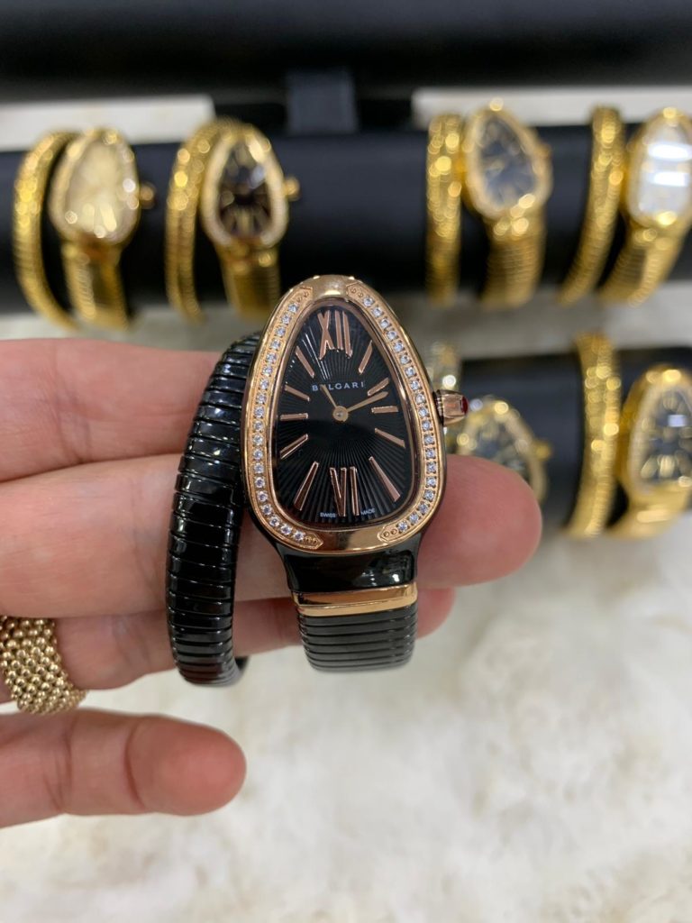bvlgari saat rose gold tasli siyah
