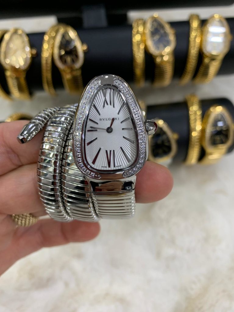 bvlgari saat silver beyaz tasli