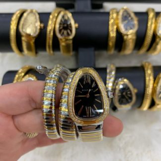 bvlgari saat siyah gold silver tasli