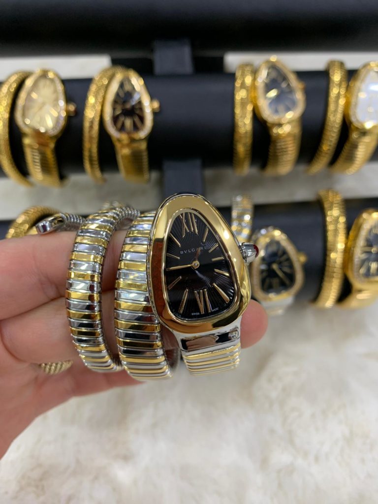 bvlgari saat siyah gold tasli