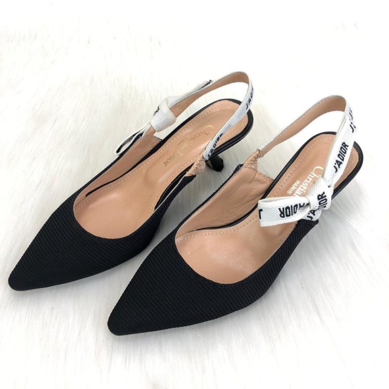christian dior ayakkabi jadior Slingback Canvas topuklu ayakkabi siyah taban 7 cm