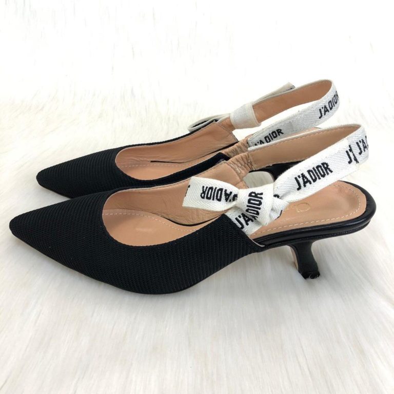 christian dior ayakkabi jadior Slingback Canvas topuklu ayakkabi siyah taban 7 cm