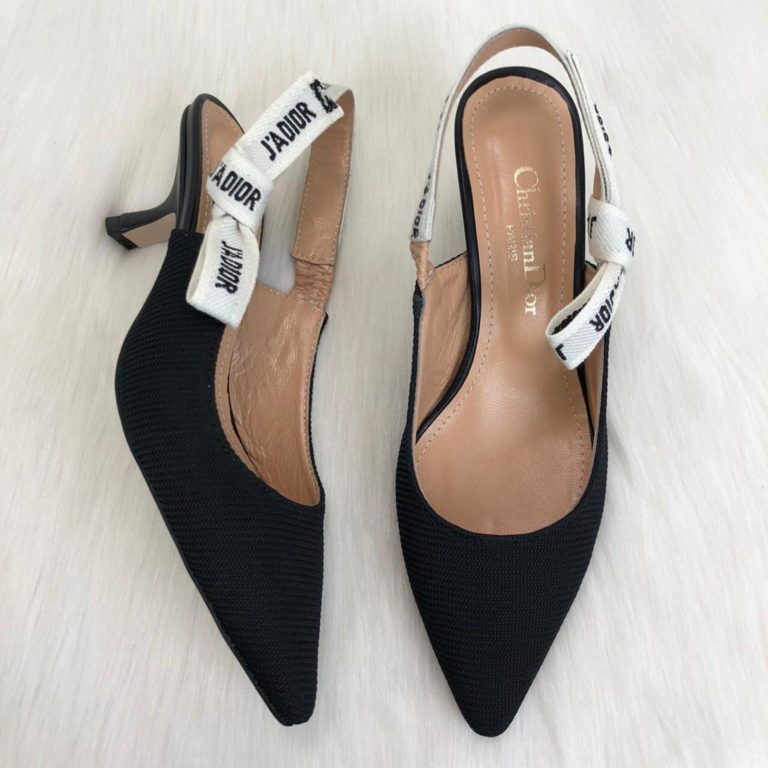 christian dior ayakkabi jadior Slingback Canvas topuklu ayakkabi siyah taban 7 cm