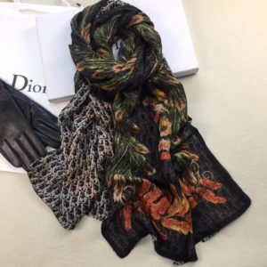 dior sal cift kat ipek siyah 65x180