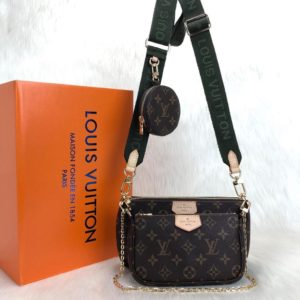 louis vuitton canta Multi Pochette monogram yesil askili 2 canta 1 cuzdan 24x13 18x9