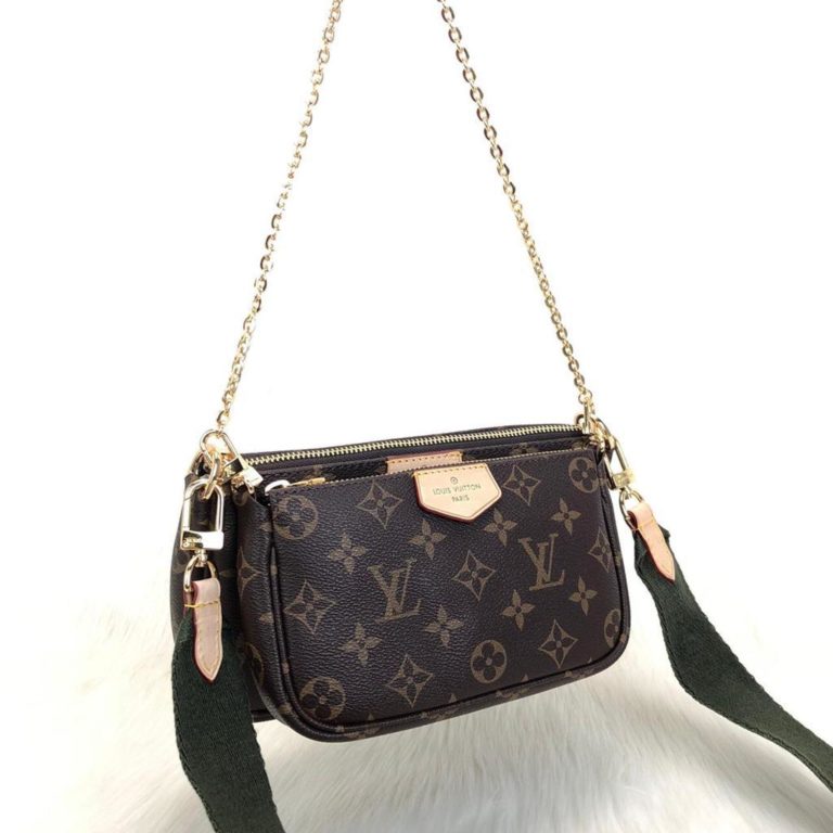 louis vuitton canta Multi Pochette monogram yesil askili 2 canta 1 cuzdan 24x13 18x9