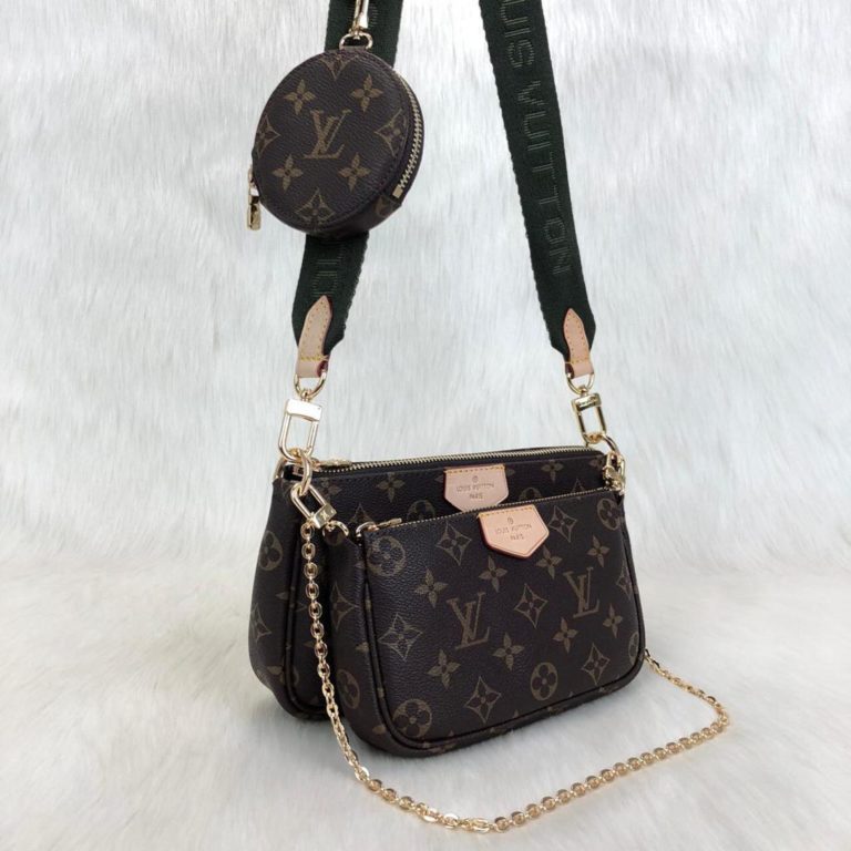 louis vuitton canta Multi Pochette monogram yesil askili 2 canta 1 cuzdan 24x13 18x9