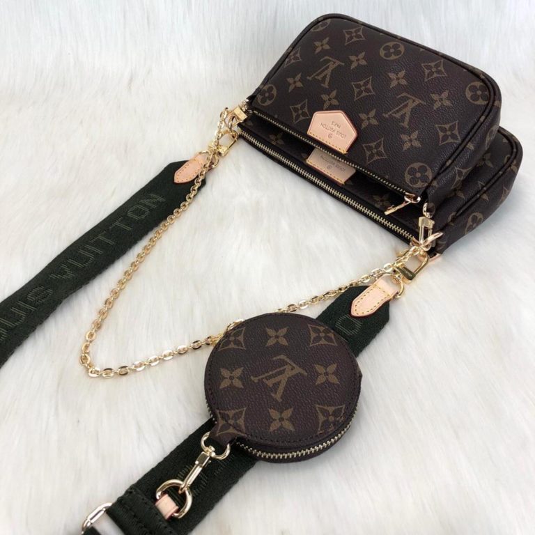 louis vuitton canta Multi Pochette monogram yesil askili 2 canta 1 cuzdan 24x13 18x9
