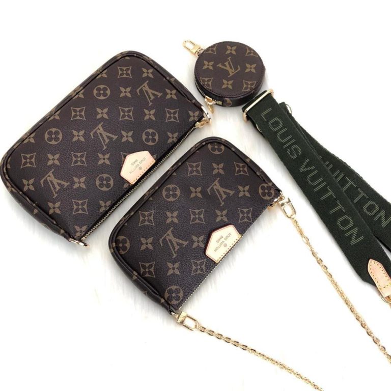 louis vuitton canta Multi Pochette monogram yesil askili 2 canta 1 cuzdan 24x13 18x9