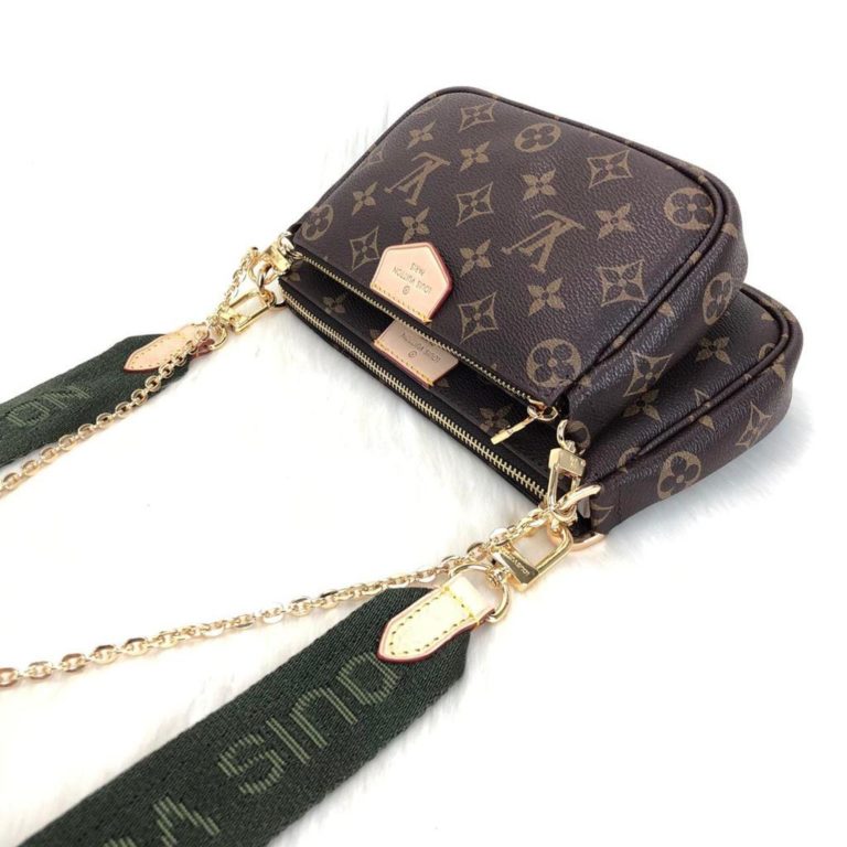 louis vuitton canta Multi Pochette monogram yesil askili 2 canta 1 cuzdan 24x13 18x9