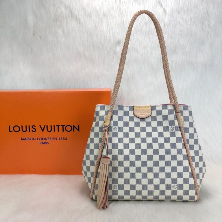louis vuitton canta Propriano damier beyaz vejital deri el orgusu 43x30 cm