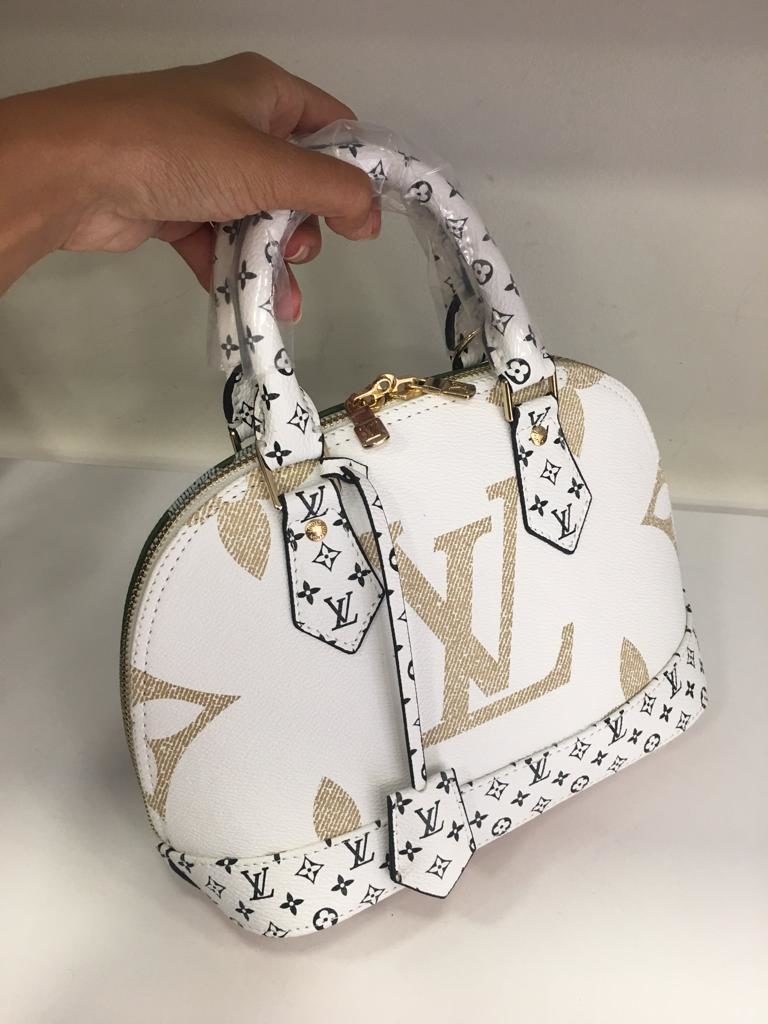 louis vuitton canta suni deri alma monogram cift tarafli beyaz yesil 27x13cm