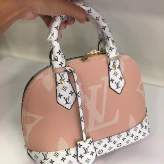louis vuitton canta suni deri alma monogram cift tarafli pudra pembe yesil 27x13cm