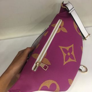 louis vuitton canta suni deri bumbag bel cantasi monogram cift tarafli beyaz fusya pembe 37x14cm