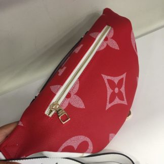 louis vuitton canta suni deri bumbag bel cantasi monogram cift tarafli beyaz kirmizi37x14cm