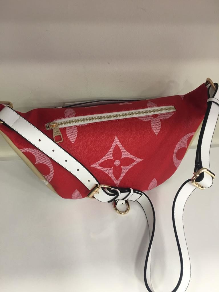 louis vuitton canta suni deri bumbag bel cantasi monogram cift tarafli vizon kirmizi 37x14cm