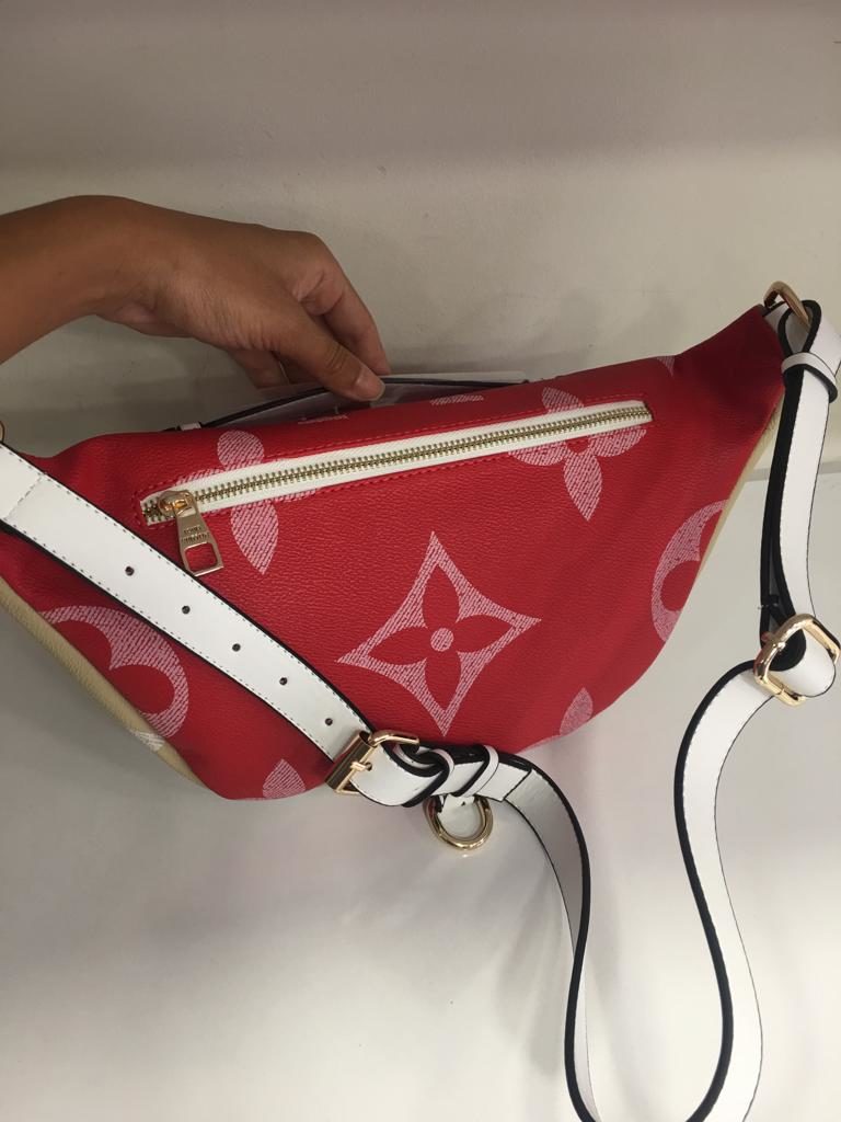 louis vuitton canta suni deri bumbag bel cantasi monogram cift tarafli vizon kirmizi 37x14cm