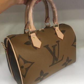 louis vuitton canta suni deri speedy monogram buyuk logo 30cm cift tarafli taba kahve